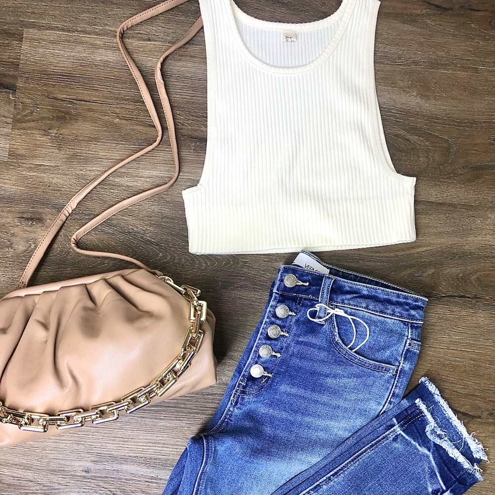 NWT Teaser Ribbed Crop Tank - Picture 2 of 4